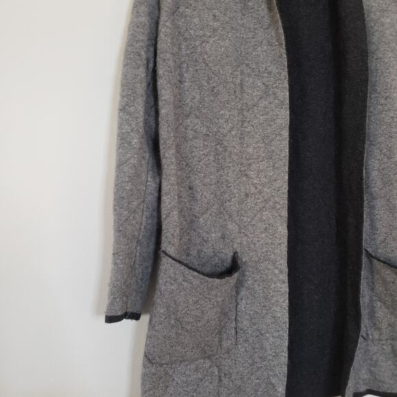 Bendetta B Wool Cashmere Open Duster Sweater Jacket Grey Charcoal Size Medium - Picture 2 of 6